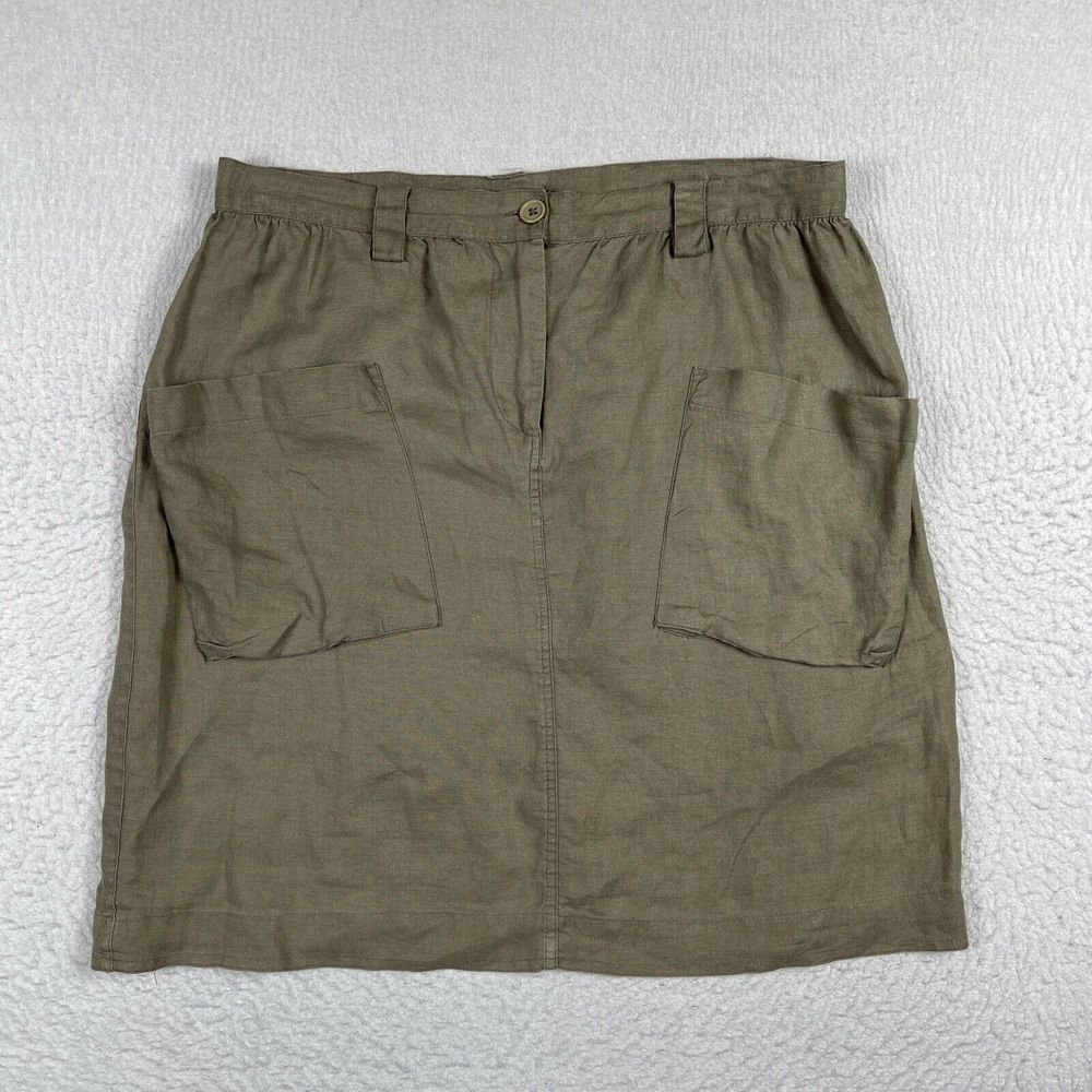 Zoe D Skirt Womens 10 Beige Linen Neutral Casual Career Everyday Summer